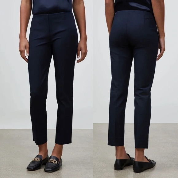NWOT Lafayette 148 New York Stretch Cotton Jodhpur Cloth Crop Pants Navy Medium - Picture 1 of 10
